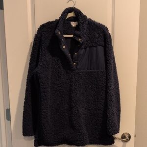 Cozy Navy Blue Sherpa Pullover
